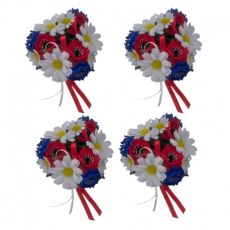Ljusmanschetter 4-pack för kronljus med röda, vita och blå blommor
