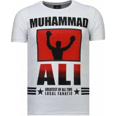 Muhammad Ali Rhinestone - Herr T-Shirt Vit