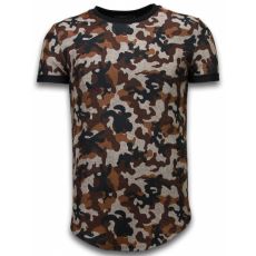 Camouflaged Fashionable Long Fit - Herr T-Shirt Brun