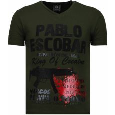 Pablo Escobar Narcos Rhinestone - T-Shirt Herr Grön