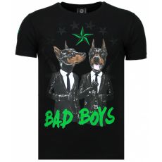 Bad Boys Pinscher Rhinestone - Man T-Shirt Svart
