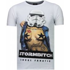 Stormbitch Rhinestone - Herr T-Shirt Vit