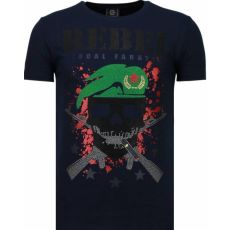 Skull Rebel Rhinestone - Man T-Shirt - B - Blå