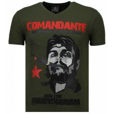 Che Guevara Comandante Rhinestone - T-Shirt Herr Grön