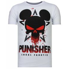 Punisher Mickey Rhinestone - Man T-Shirt Vit