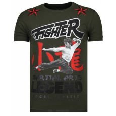 Fighter Legend Rhinestone - T-Shirt Herr Khaki