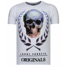 Skull Originals Rhinestone - Man T-Shirt Vit