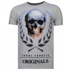 Skull Originals Rhinestone - T-Shirt Herr Grå