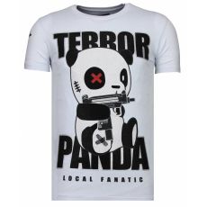 Terror Panda Rhinestone - Man T-Shirt Vit