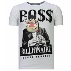 Billionaire Boss Rhinestone - Man T-Shirt Vit