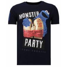 Monster Party Rhinestone - Herr T-Shirt Marinblå
