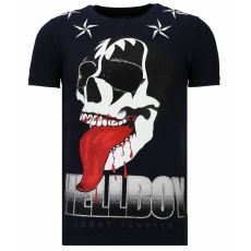 Hellboy Rhinestone - T-Shirt Herr Marinblå
