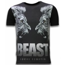 Beast Digital Rhinestone - Man T-Shirt Svart
