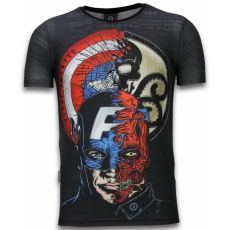 Captain Superhero Rhineston - Herr T-Shirt Svart