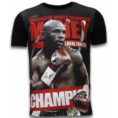 Money Champion Rhinestone - Man T-Shirt Svart