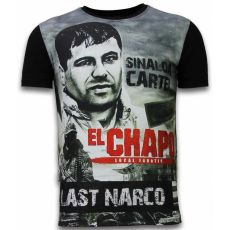 El Chapo Last Narco Rhinestone - Man T-Shirt Svart
