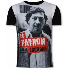 El Patron Escobar Rhinestone - Man T-Shirt Svart