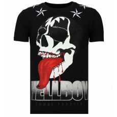 Hellboy Rhinestone - Herr T-Shirt Svart