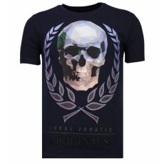 Skull Originals Rhinestone - Herr T-Shirt Marinblå