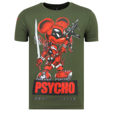 Psycho Mouse Rhinestones - Tryckt T-Shirt Herr - G - Grun
