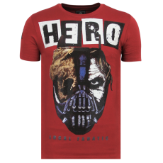 Hero Mask Rhinestones - Sommar T-Shirt Herr - B - Bordeaux