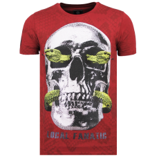 Skull Snake Rhinestones - T-Shirt Herrar Dödshuvudet - B - Bordeaux