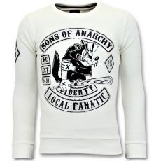 Strass Sweater Män - Sons Of Anarchy Tröja - Vit