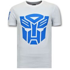 T-Shirt Män - Transformers Robots Print - Vit