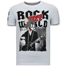T-Shirt Män - Rock My World Cat Vit