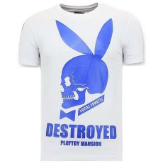 Män T-Shirt - Förstörd Destroyed Playtoy - Vit