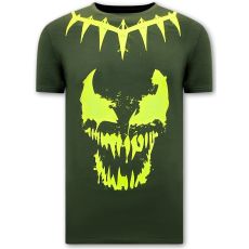 T-Shirt Med Tryck Venom Face Neon - Grön