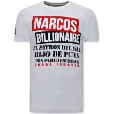 T-Shirt Med Tryck Narcos Billionaire - Vit