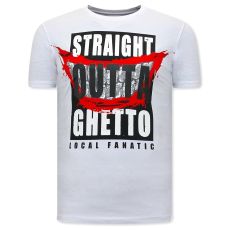 Herr T-Shirt Straight Outta Ghetto - Vit