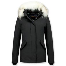 Trendig Damer Fur Coat - Wooly Jacka Kort Svart