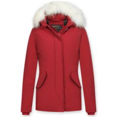 Trendig Fur Coat - Wooly Kort Jacka Röd