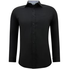 Businessskjorta För Män - Blus Med Smal Passform Och Stretch - Svart