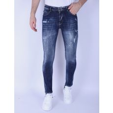 Denim Blue Stone Washed Jeans Slim Fit - Blå
