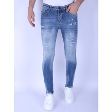 Stentvättade Slim Fit Jeans För Män Med Stretch - Blå