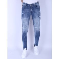Jeans För Män Slim Fit Med Revor - Blå