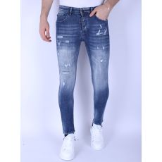 Jeans Slim Fit För Män Med Blekt Tvätt - Blå