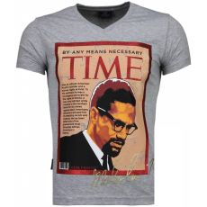 Malcolm X Time - Herr T-Shirt Grå