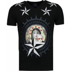 Holy Mary Stars Rhinestone - Man T-Shirt Svart
