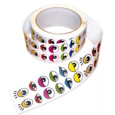 Stickers/Klistermärken på rulle, färgade ögon, 2000 etiketter/rulle