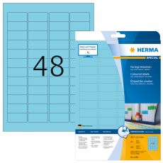 Etikett Herma Special 4368, färgade etiketter, avtagbara, A4, 45,7x21,2mm, Blå, 20 ark/fp (960 st etiketter)