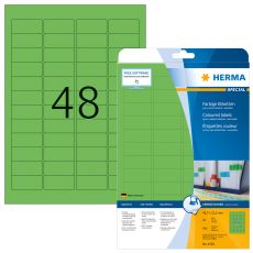 Etikett Herma Special 4369, färgade etiketter, avtagbara, A4, 45,7x21,2mm, Grön, 20 ark/fp (960 st etiketter)