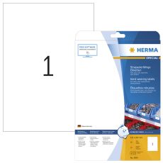 Etikett Herma Special 4584, polyesterfilm, slitstarka, vädertåliga, väderbeständiga, utomhusbruk, A4, 210x297mm, folie matt, Vit, 10 ark/fp (10 st etiketter)