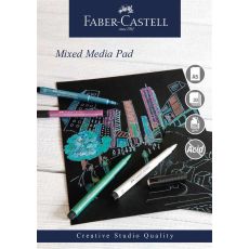 Mixed mediablock Faber-Castell, spiral, A5, 250g, 30 ark, Svart papper, 1 block/fp