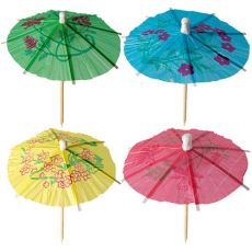 Partypinnar, Glassparaply, Japanparasoll, sorterade färger med motiv, 10cm, 6 paraply/fp