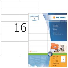 Etiketter Herma 4462 Premium A4 105x37mm Vit 100 ark/fp (1600 st etiketter)