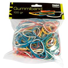 Gummiband, blandade färger & storlekar, 100 gram/fp (ca 250 st gummiband)